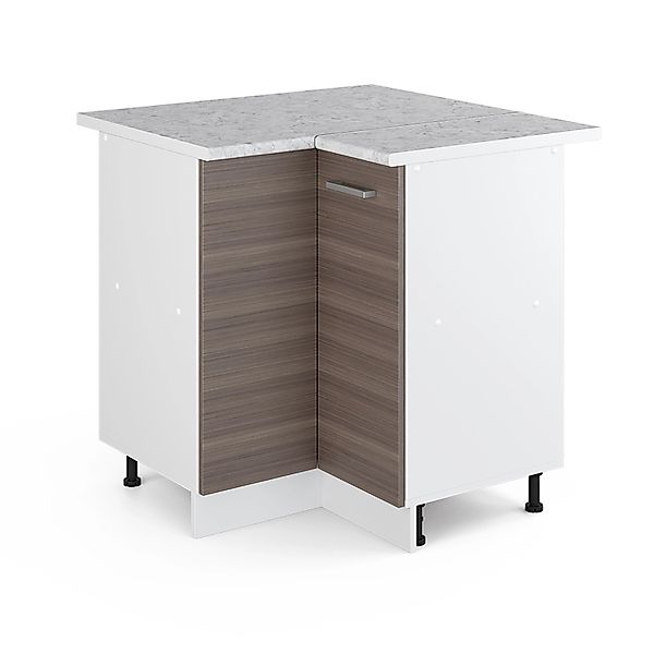 Vicco Eckunterschrank R-Line Küchen Eckschrank Grau/Weiß 76 cm AP Marmor günstig online kaufen