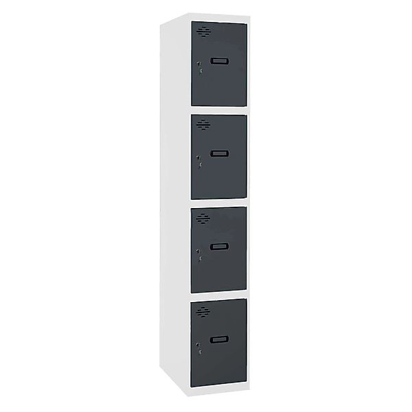 PROREGAL Spind AMEGO HxBxT 180 x 40 x 50 cm 4 Abteile Grundmodul Weiß-Anthr günstig online kaufen