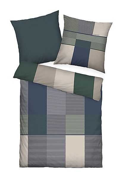 TOM TAILOR Bettwäsche Satin-Wende-Bettwäsche KARO, Blau, günstig online kaufen