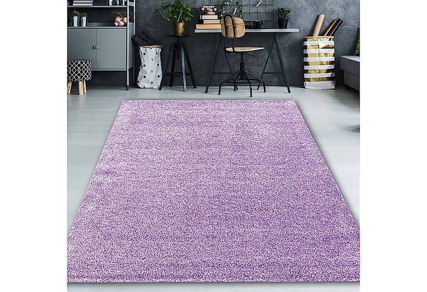 TeppichHome24 Teppich Hochflor-Teppich in Flieder, rund, Höhe: 30 mm günstig online kaufen