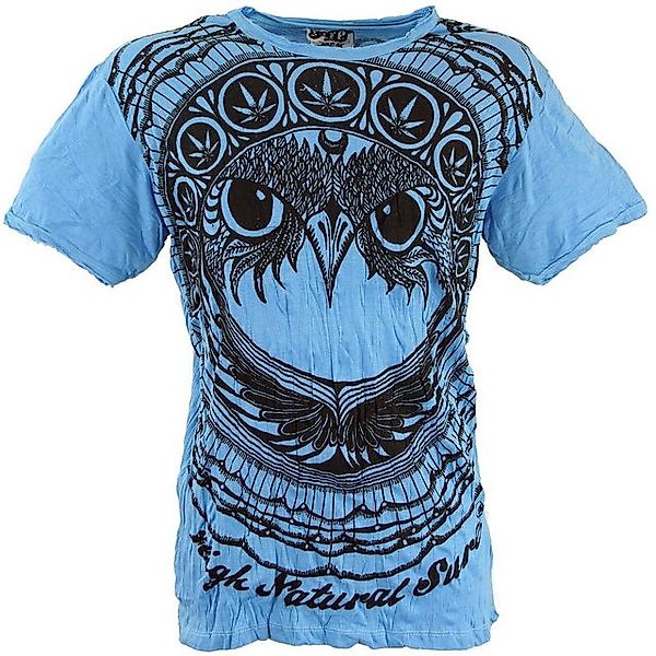 Guru-Shop T-Shirt Sure Herren T-Shirt Eule - hellblau Goa Style, Festival, günstig online kaufen