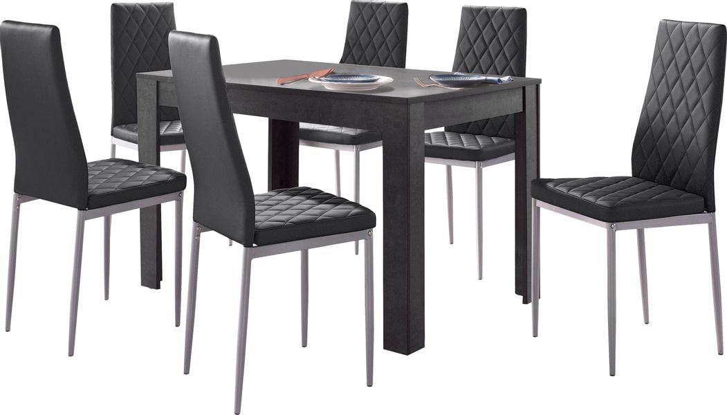 INOSIGN Essgruppe Set, 5 Stk. tlg. 4 Stühle mit Tisch in schieferfarben, Br günstig online kaufen