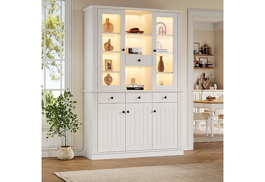 KLAM HOME Vitrine 119,5*40*180cm Vitrine, Standvitrine mit 4 Schubladen (Vi günstig online kaufen
