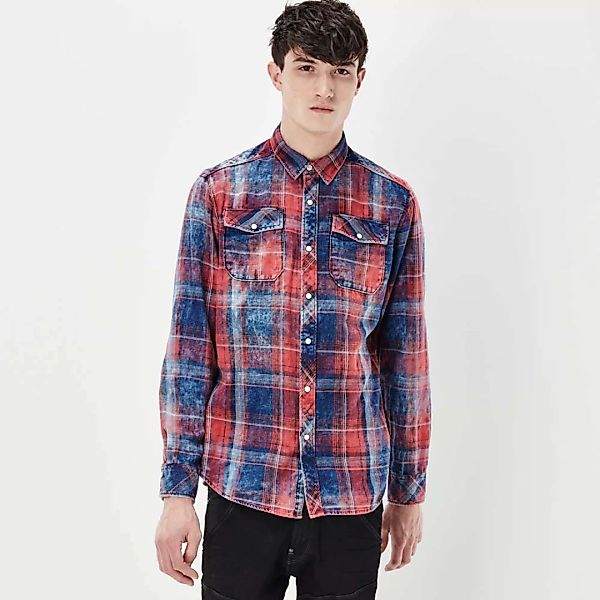 G-star Landoh Langarm-shirt XS Indigo / Antic Red Check günstig online kaufen