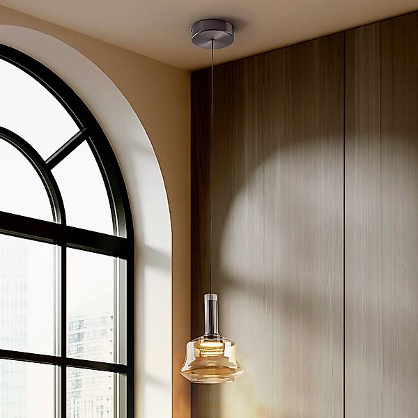 LED-Hängelampe Scarlett, amberfarben, Ø 18 cm, Glas günstig online kaufen