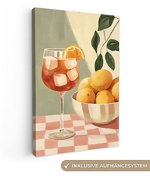 OneMillionCanvasses® Leinwandbild Zitronen - Glas - Tischtuch - Blockiert, günstig online kaufen