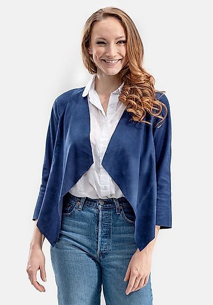 18N62 Boleroblazer NECHARMOISE (1-tlg) aus Ziegenvelours mit offenen Säumen günstig online kaufen