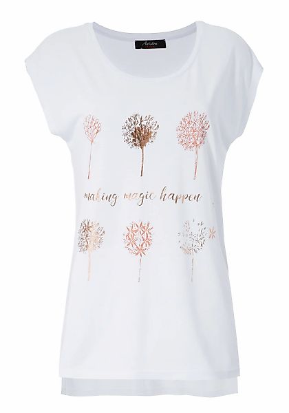 Aniston CASUAL T-Shirt, mit Frontdruck, teilweise glitzernder Folienprint günstig online kaufen