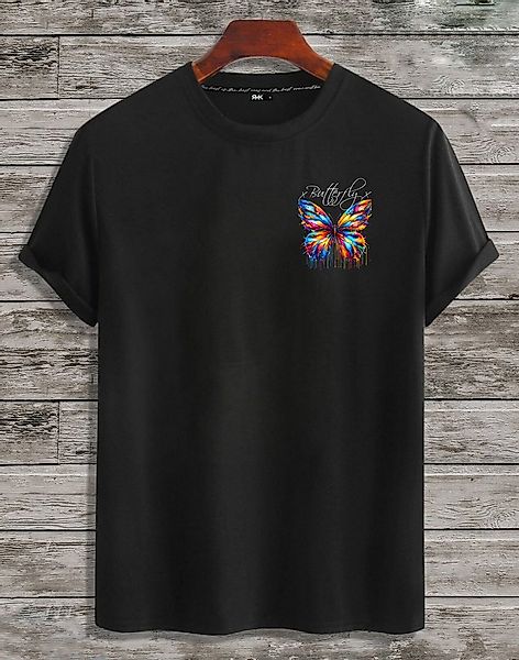 RMK T-Shirt Herren Shirt Basic Rundhals mit Butterfly Regenbogen Schmetterl günstig online kaufen
