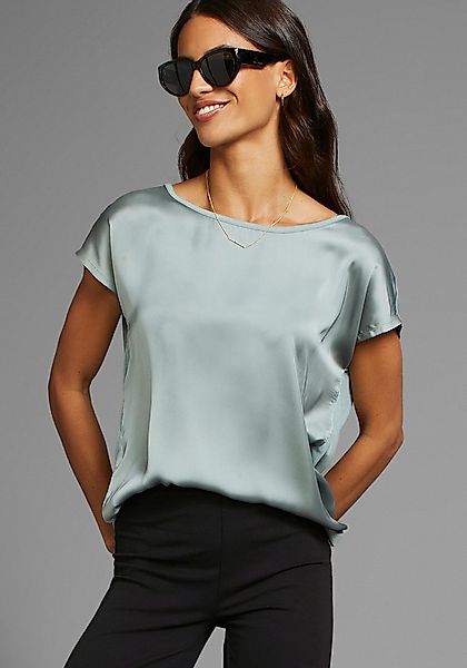 Laura Scott Shirtbluse Oversize, Kurzarm, hüftlange Schnittform, Rundhalsau günstig online kaufen