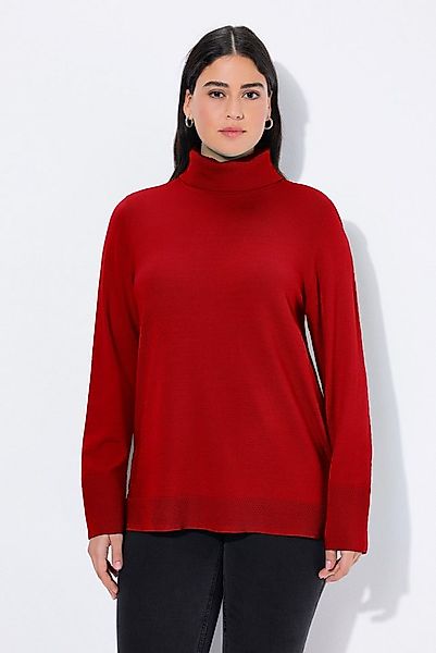 Ulla Popken Strickpullover Rollkragenpullover breite Rippbündchen Langarm günstig online kaufen