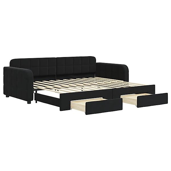 vidaXL Tagesbett Ausziehbar mit Schubladen Schwarz 90x200 cm Samt 3196981 günstig online kaufen