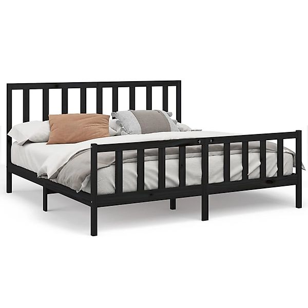 vidaXL Massivholzbett Schwarz Kiefer 200x200 cm1157232 günstig online kaufen