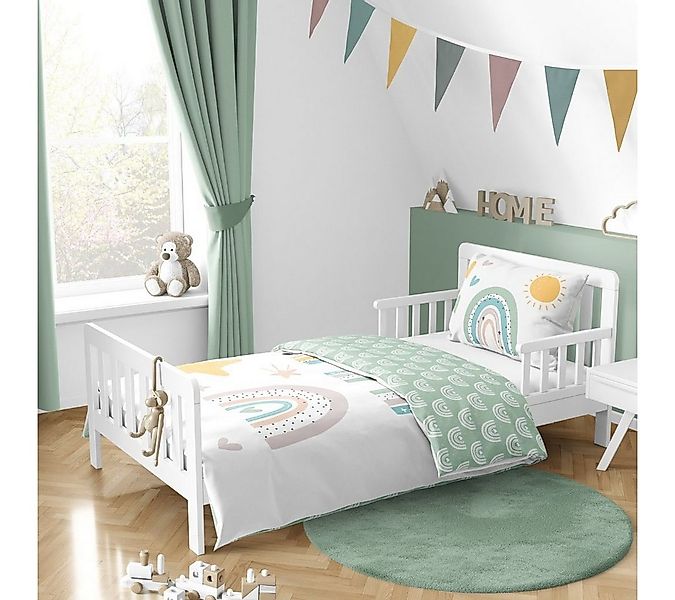 MTOnlinehandel Babybettwäsche Regenbogen Sonne Sterne & Herz 100x135 + 40x6 günstig online kaufen