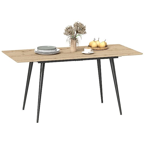 HOMCOM Esstisch für 6-8 Personen MDF Stahl Naturholz 160L x 75B x 77H cm günstig online kaufen