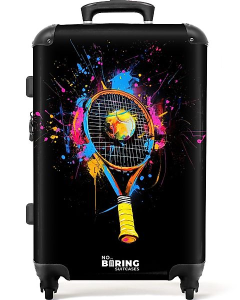 NoBoringSuitcases.com© Hartschalen-Trolley Bunter Tennisschläger mit Ball günstig online kaufen
