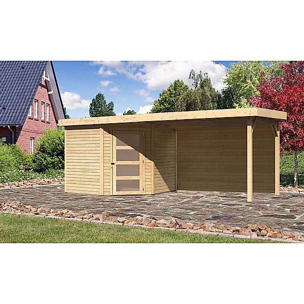 Karibu Holz-Gartenhaus Linköbing Natur Flachdach Unbehandelt 238 cm x 242 c günstig online kaufen