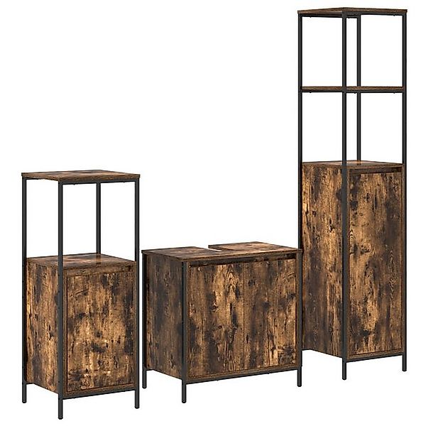 vidaXL Badezimmerspiegelschrank 3-teiliges Badezimmermöbel-Set in geräucher günstig online kaufen