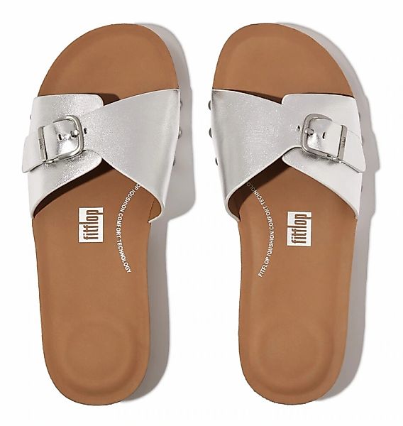 Fitflop IQUSHION ADJUSTABLE BUCKLE METALLIC-LEATHER SLIDES günstig online kaufen