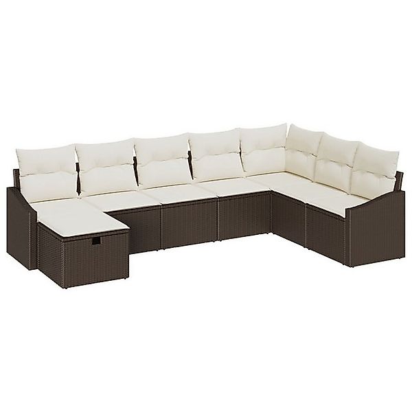 vidaXL Loungesofa 8-teiliges Gartensofa Set mit Kissen aus Braunem Poly Rat günstig online kaufen