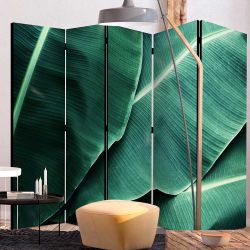 Paravant Raumteiler mit Blatt Motiv Grüntönen günstig online kaufen