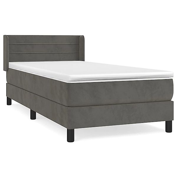 vidaXL Boxspringbett mit Matratze Dunkelgrau 90x200 cm Samt1377620 günstig online kaufen