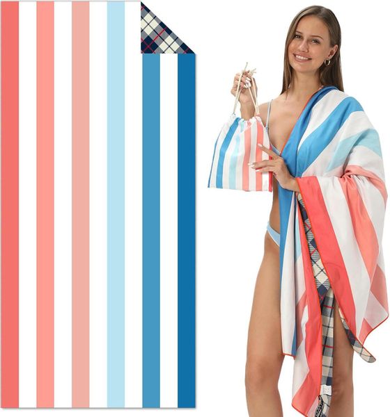 Coonoor Strandtuch Mikrofaser Doppelseitiges Samtstrandtuch Tragbares günstig online kaufen