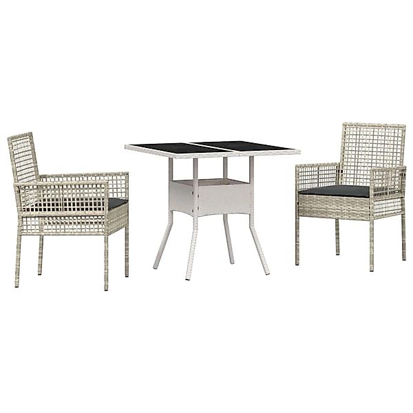 vidaXL Garten Essgruppe 3-Tlg Grau Poly Rattan 3334933 günstig online kaufen