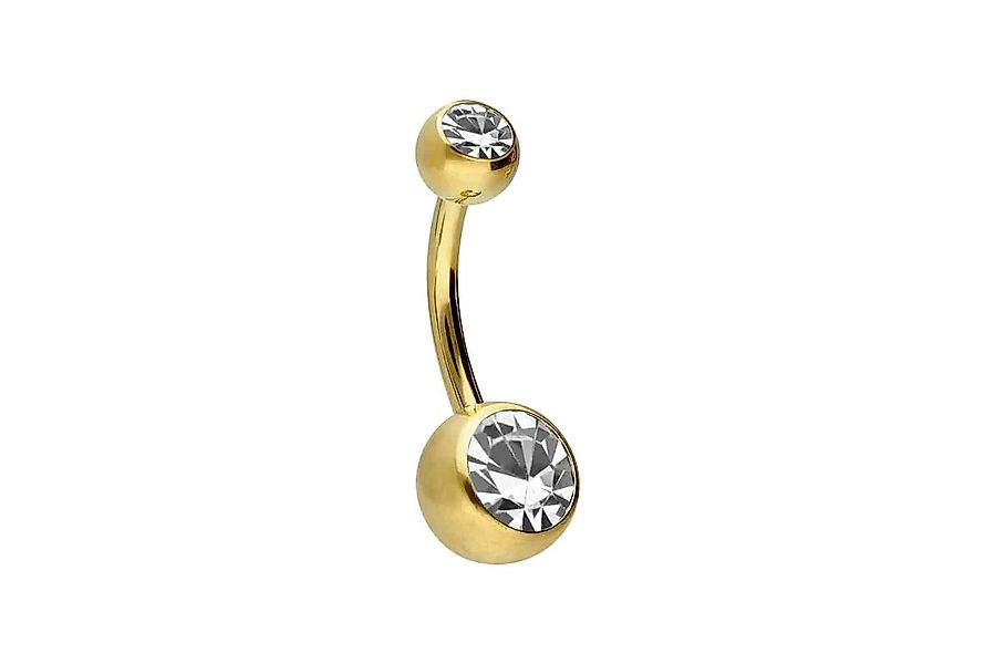 PIERCINGLINE Bauchnabelpiercing Chirurgenstahl Bananabell ZWEI KRISTALLE günstig online kaufen