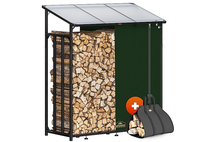 Gardebruk Kaminholzregal, Außen Stahl XXL Schwarz mit Dach Abdeckung Holzun günstig online kaufen