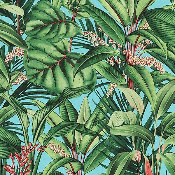 Bricoflor Bunte Vliestapete mit Dschungel Design Bananenblätter Tapete Grün günstig online kaufen