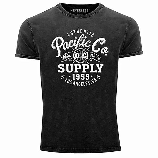 Neverless Print-Shirt Herren T-Shirt Vintage Shirt Retro Washed Aufdruck Us günstig online kaufen