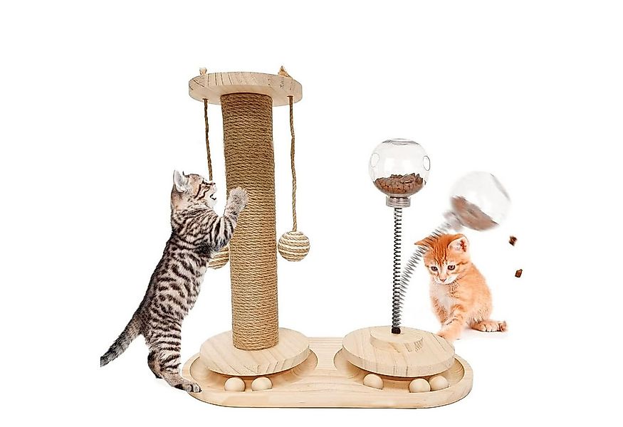 HEYHIPPO Kratzbaum 4-in-1 Katzenkratzspielzeug aus Holz mit Leckerliball & günstig online kaufen