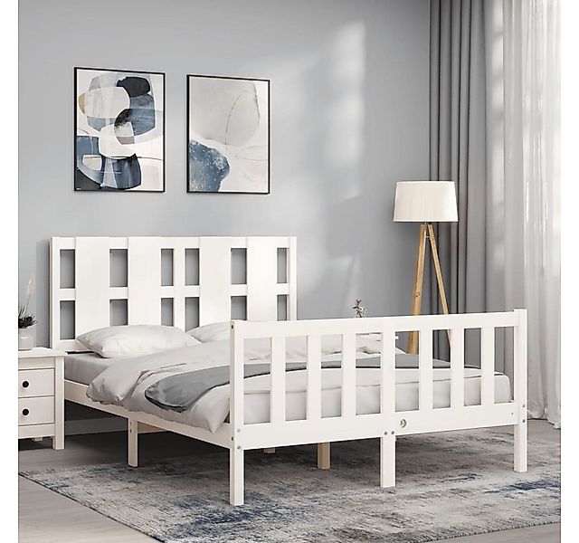 vidaXL Bett Massivholzbett ohne Matratze Weiß 140x200 cm Kiefernholz günstig online kaufen