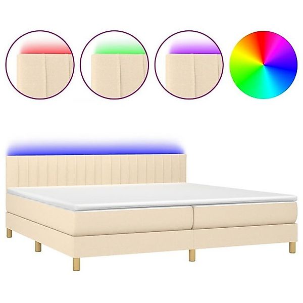 vidaXL Boxspringbett Boxspringbett mit Matratze LED Creme 200x200 cm Stoff günstig online kaufen