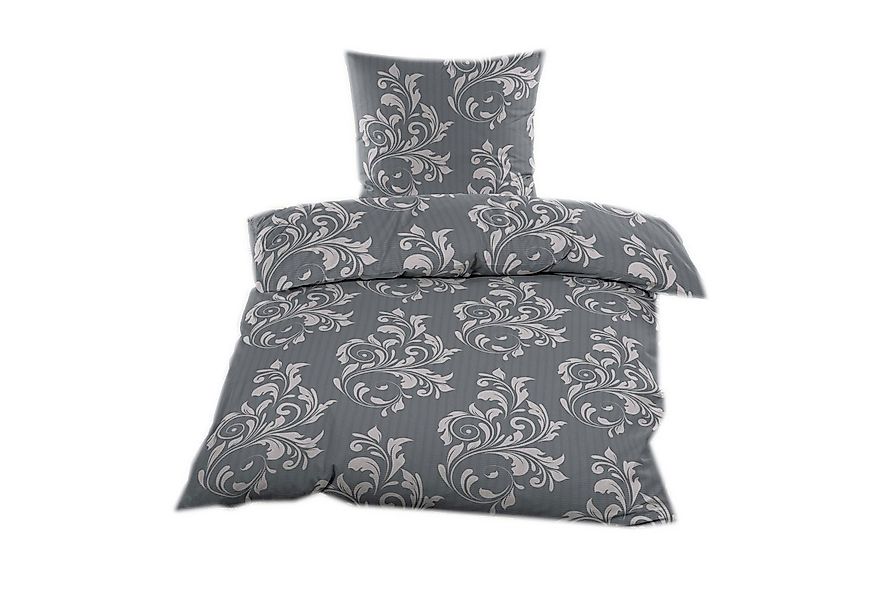 Casa Colori Bettwäsche Seersucker Bettwäsche 135x200 Reißverschluss Grau mi günstig online kaufen