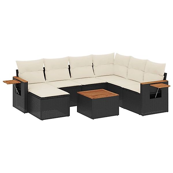 vidaXL 8-Tlg Garten-Sofagarnitur mit Kissen Schwarz Poly Rattan 3259452 günstig online kaufen