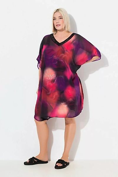 Ulla Popken Jerseykleid Tunika Chiffon Oversized V-Ausschnitt Halbarm günstig online kaufen