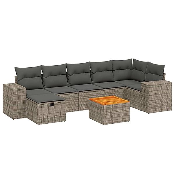 vidaXL 8-Tlg Garten-Sofagarnitur mit Kissen Grau Poly Rattan 3265183 günstig online kaufen