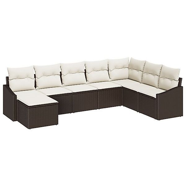 vidaXL Loungesofa 8-tlg. Garten-Sofagarnitur mit Kissen Braun Poly Rattan, günstig online kaufen