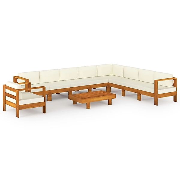 vidaXL Gartenlounge-Set 10-tlg. Garten-Lounge-Set mit Creme günstig online kaufen