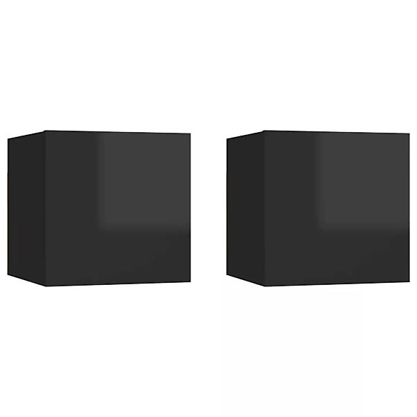 Nachttische 2 Stk. Hochglanz-schwarz 30,5x30x30 Cm Spanplatte günstig online kaufen