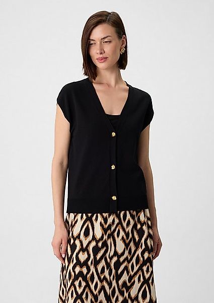 Comma Strickjacke Ärmelloser Cardigan mit dekorativen Metallknöpfen günstig online kaufen