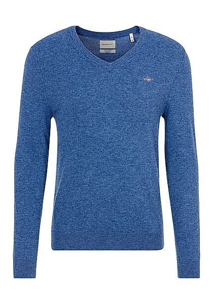 Gant V-Ausschnitt-Pullover EXTRAFINE LAMBSWOOL V-NECK mit Logostickerei günstig online kaufen