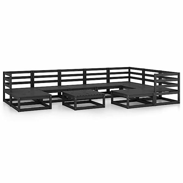 vidaXL 10-tlg Garten-Lounge-Set Schwarz Massivholz Kiefer Modell 1 günstig online kaufen