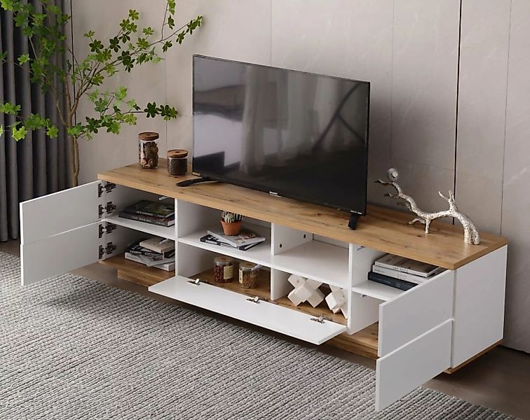 OKWISH TV-Schrank Fernsehschrank TV-Lowboard Sideboard Hochglanz-Oberfläche günstig online kaufen