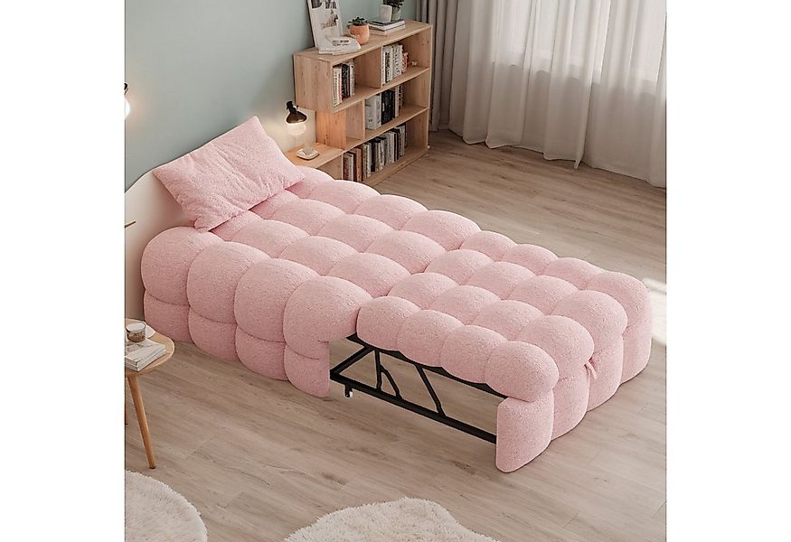 OKWISH Schlafsofa 2-in-1 Polsterbett mit Teddy-Stoff, Ausziehbares Einzelbe günstig online kaufen