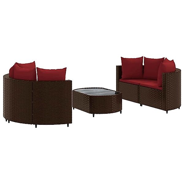 vidaXL 5-Tlg Garten-Sofagarnitur mit Kissen Braun Poly Rattan 3308445 günstig online kaufen