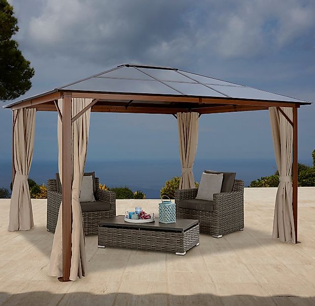 KONIFERA Pavillon "Holzoptik", Gestell aus Aluminium, Dach aus Polycarbonat günstig online kaufen