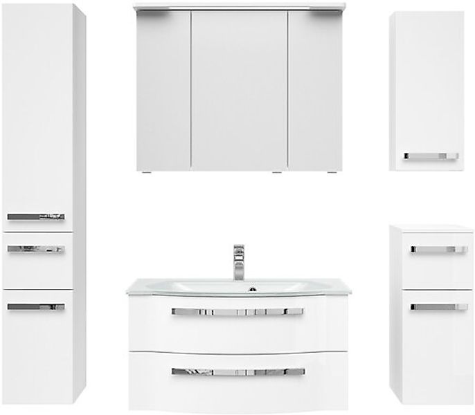 Saphir Badmöbel-Set »Serie 4005, vormontiert, Glaswaschbecken, Spiegelschra günstig online kaufen